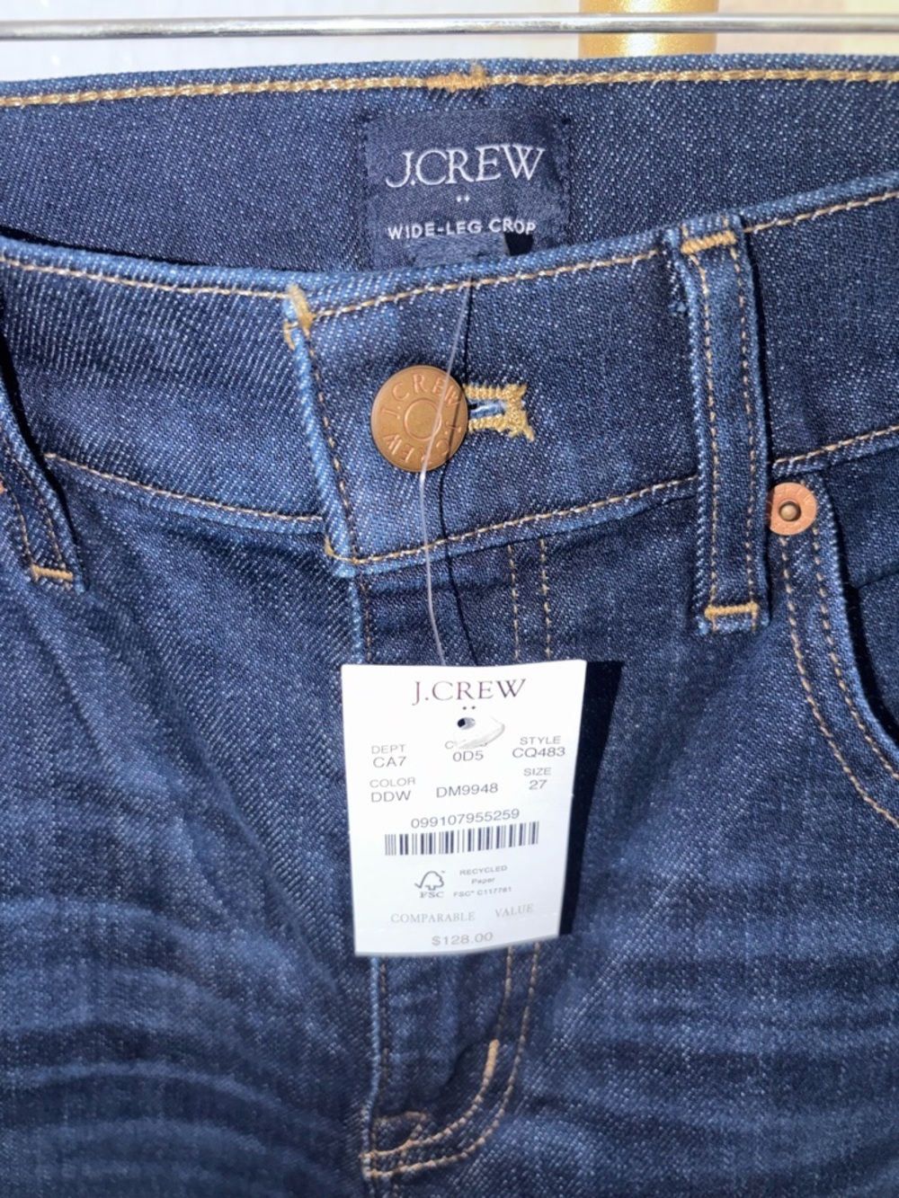 J. Crew Dark Blue High-Rise Wide Leg Jeans - Picture 5 of 5